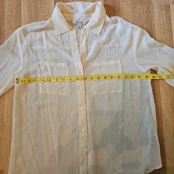 Decrees Peach Sheer Button Down Longsleeve Blouse - Picture 7 of 10